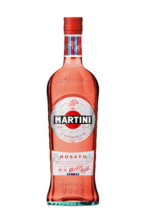 bottiglia di Martini Rosato con bicchiere e guarnizione