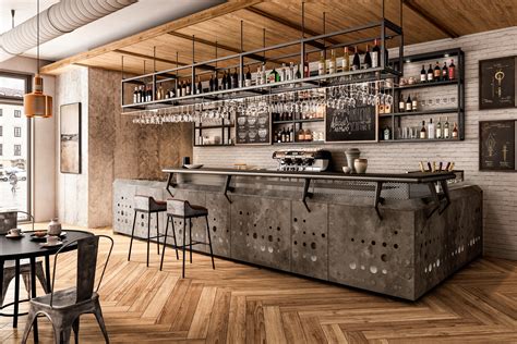 Arredamento vintage in un locale con bottiglie di vino