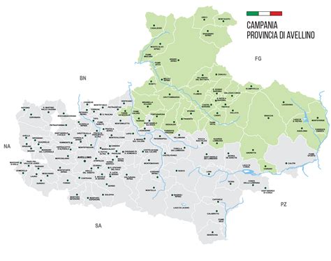 Mappa dell'Irpinia con Taurasi evidenziata