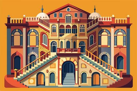 Illustrazione di un palazzo stilizzato con sfondi urbani caotici e rumori visivi