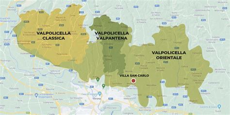 Mappa della Valpolicella Classica con evidenziate le zone di produzione