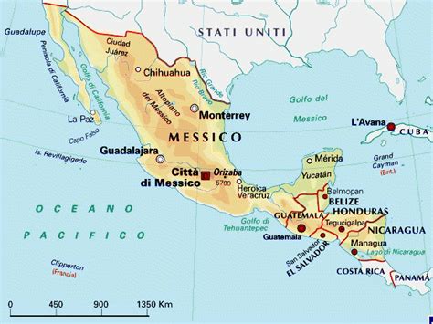 Mappa del Messico con evidenziate Città del Messico, Querétaro, San Miguel de Allende, Guanajuato, Guadalajara e Tequila