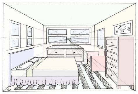 Illustrazione di una stanza con un punto di fuga centrale.