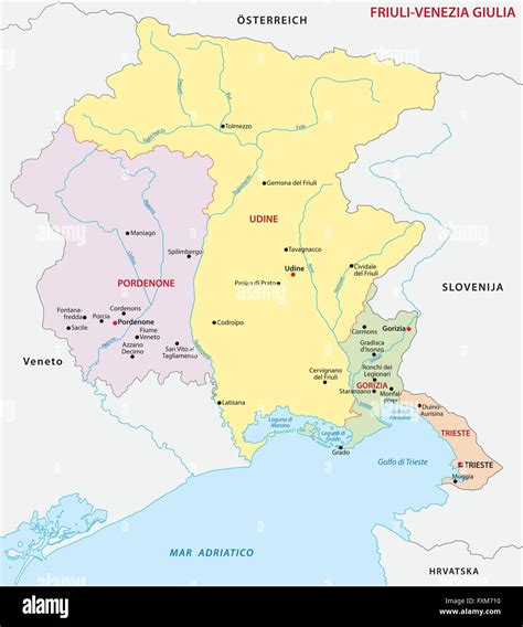 Mappa delle regioni vinicole del Friuli Venezia Giulia