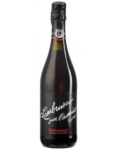 Bottiglia di Lambrusco con etichetta rossa