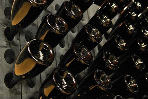 Immagine di bottiglie di Champagne in fase di remuage